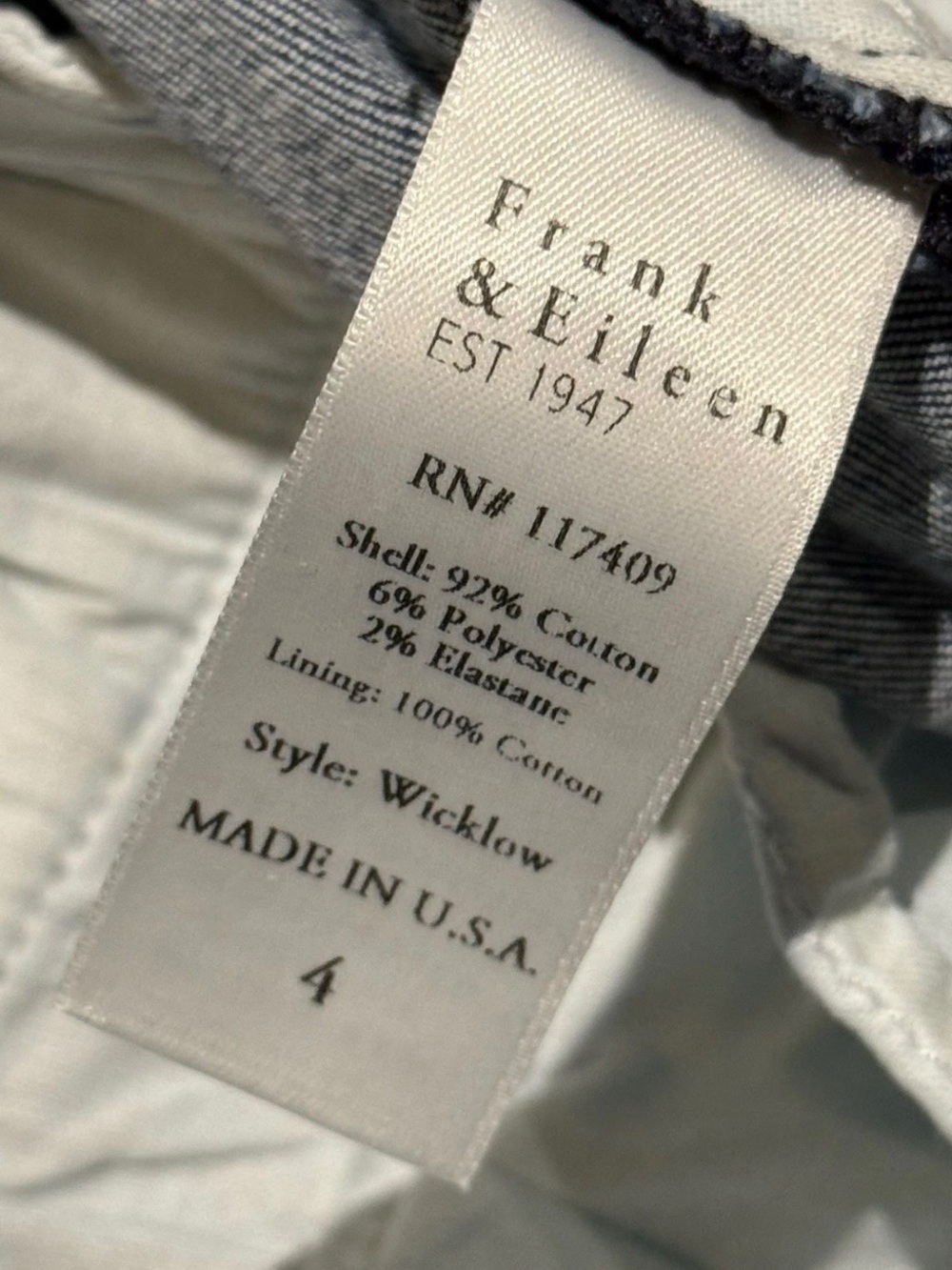 Frank & Eileen Women’s Wicklow Raw Hem Blue Denim Jeans Size 4 - Picture 10 of 10